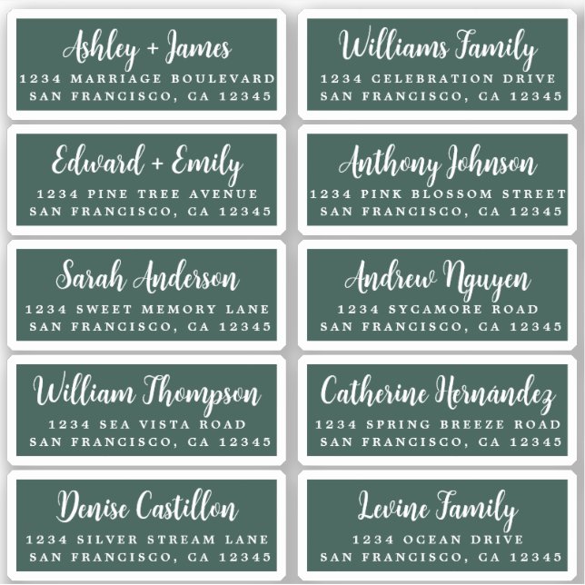 Postcard Calligraphy Wedding Guest Address Labels (Vorderseite)