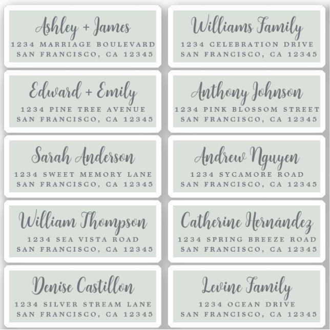Postcard Calligraphy Wedding Guest Address Labels (Vorderseite)