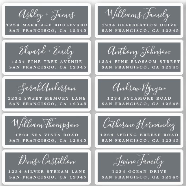 Postcard Calligraphy Wedding Guest Address Labels (Vorderseite)