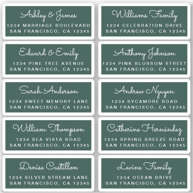 Postcard Calligraphy Wedding Guest Address Labels (Vorderseite)