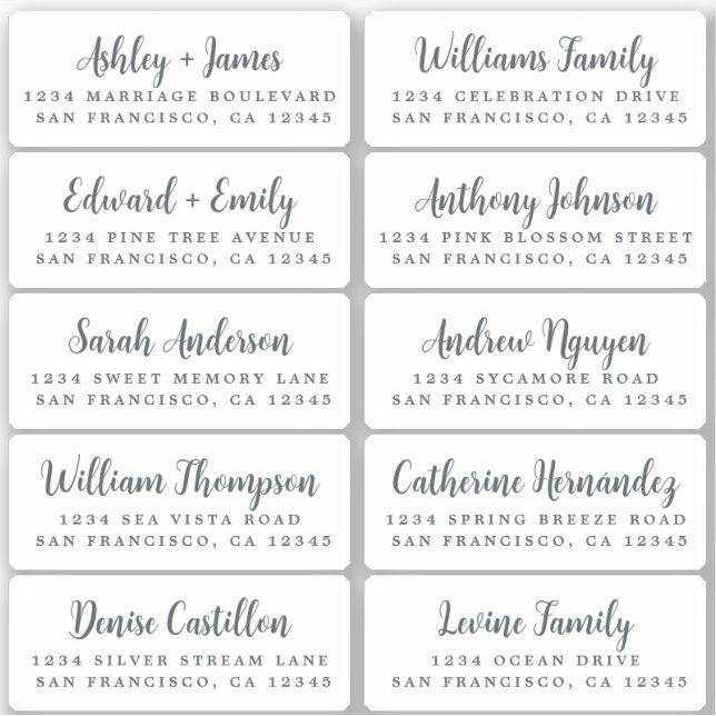 Postcard Calligraphy Wedding Guest Address Labels (Vorderseite)