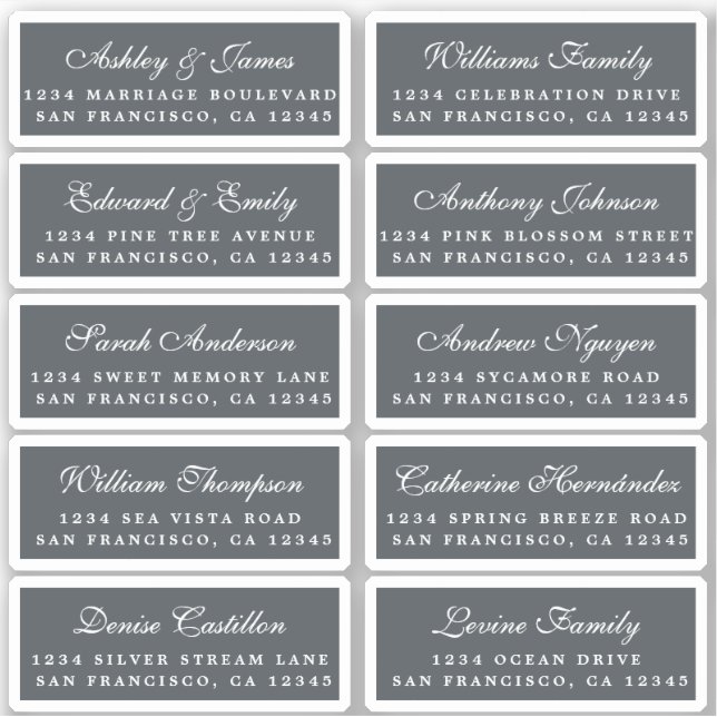 Postcard Calligraphy Wedding Guest Address Labels (Vorderseite)