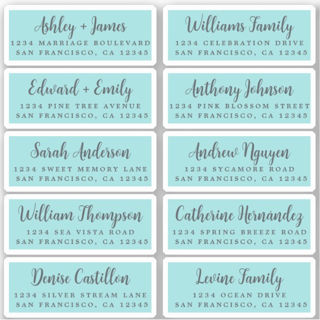 Postcard Calligraphy Wedding Guest Address Labels (Vorderseite)