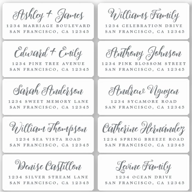 Postcard Calligraphy Wedding Guest Address Labels (Vorderseite)