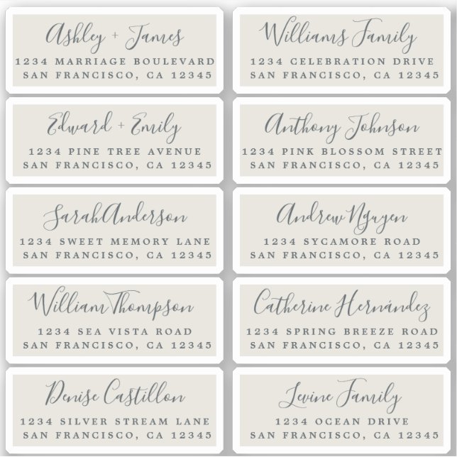 Postcard Calligraphy Wedding Guest Address Labels (Vorderseite)