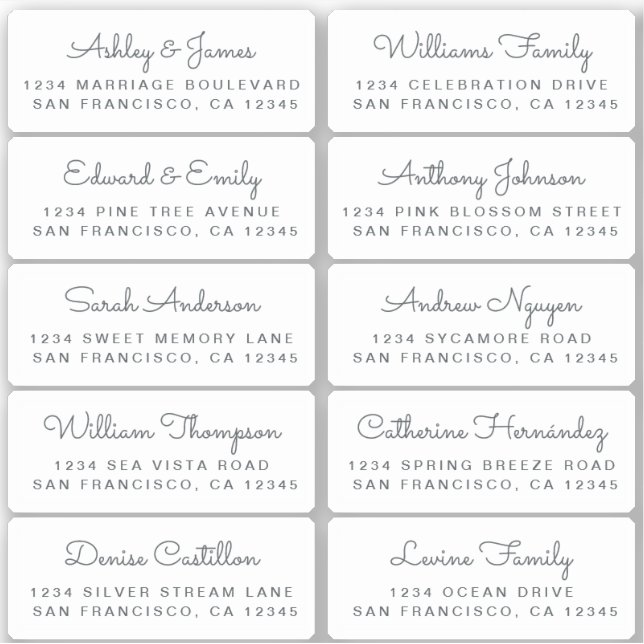 Postcard Calligraphy Wedding Guest Address Labels (Vorderseite)