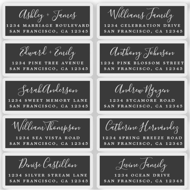 Postcard Calligraphy Wedding Guest Address Labels (Vorderseite)