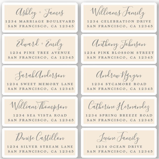 Postcard Calligraphy Wedding Guest Address Labels (Vorderseite)