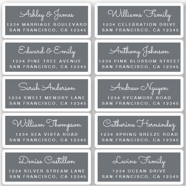 Postcard Calligraphy Wedding Guest Address Labels (Vorderseite)