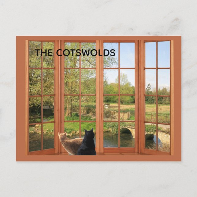 POSTCARD Cats and Charming Cotswolds Countryside  Postkarte (Vorderseite)
