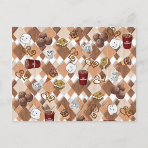 Postcard Coffee Shop Hot Chocolate Marshmallows Postkarte