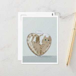 Postcard - Cute Cat in Glass Postkarte