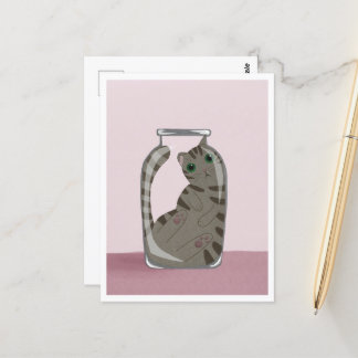 Postcard - Cute Cat in Glass Postkarte
