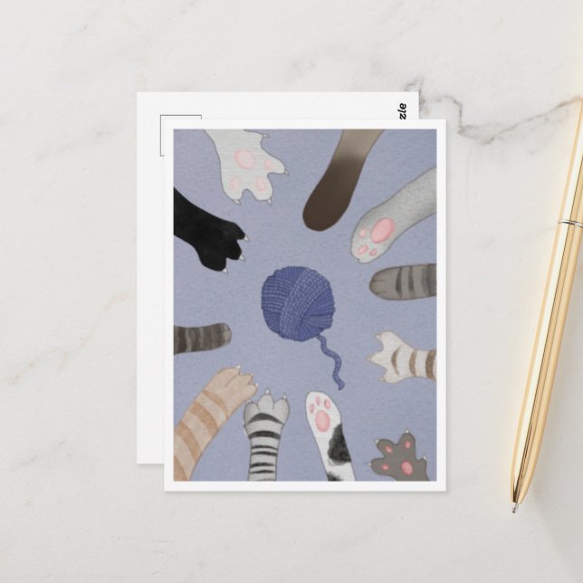 Postcard - Cute Paws Postkarte (Vorderseite/Rückseite Beispiel)