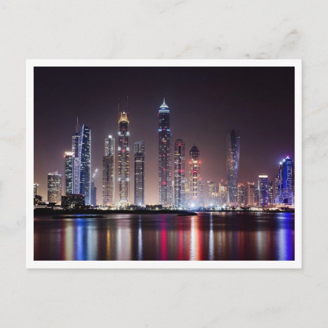 Postcard - Dubai Skyline - Nacht Postkarte (Vorderseite)