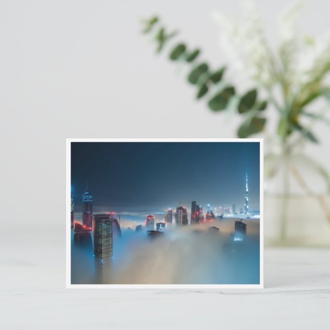 Postcard - Dubai Skyline wir haben Misty Dusk Postkarte (Stehend Vorderseite)