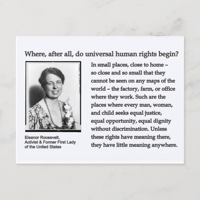 Postcard-Eleanor Roosevelt Human Rights Postkarte (Vorderseite)