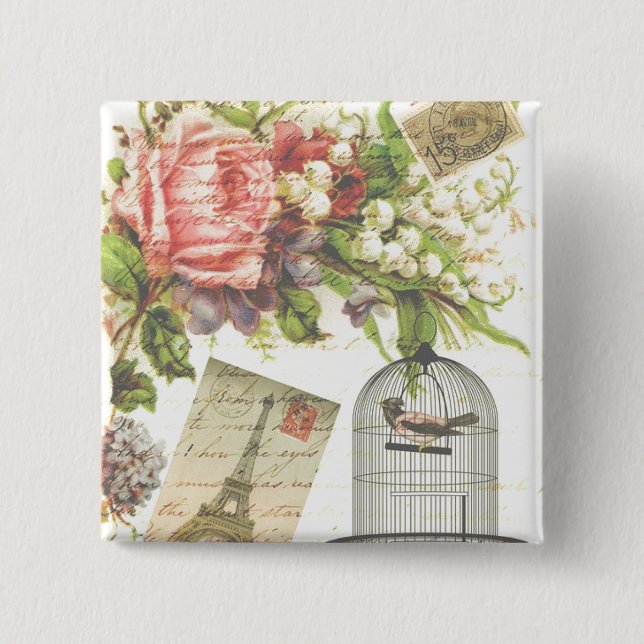 Postcard/Frankreich-Taste Button (Vorderseite)