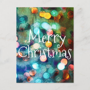 Postcard Frohe Weihnachten Bokeh Blauer Funkeln Li