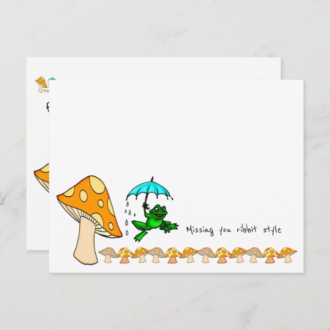 Postcard Frosch Ribbit Mushroom Postkarte (Vorne/Hinten)