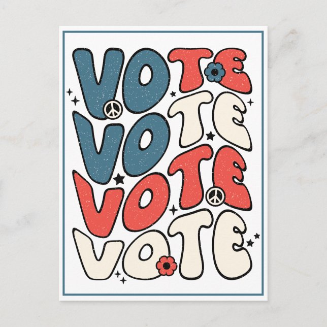 Postcard für Wähler Retro Rot, Weiß und Blau Postkarte (Vorderseite)