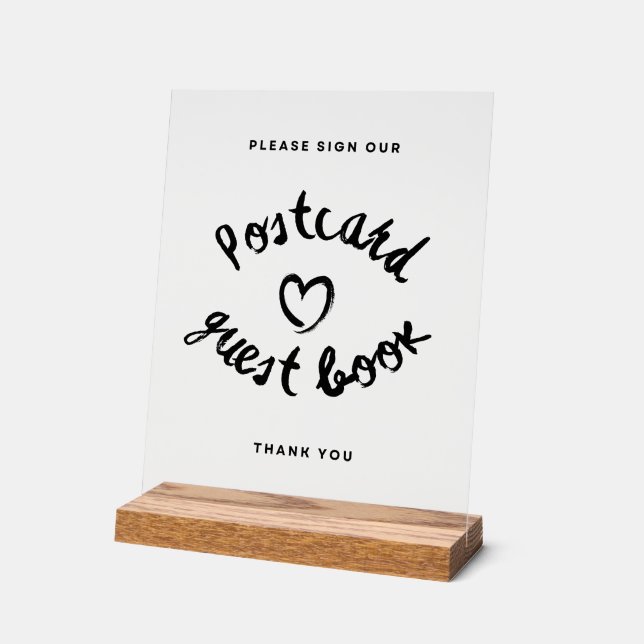 Postcard Gästebuch Hochzeit Akryllisches Zeichen Acrylschild (Winkel)