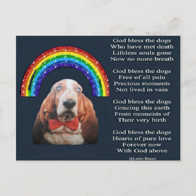 Postcard Gedicht Gott segne die Hunde Postkarte (Vorderseite)