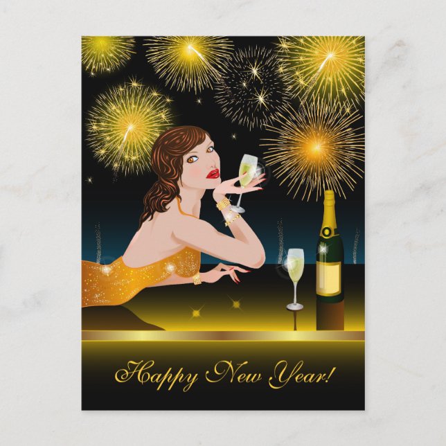 Postcard glücklich Neues Jahr Feiertagspostkarte (Vorderseite)