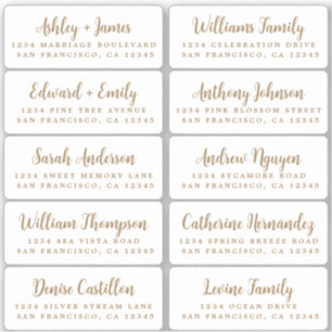 Postcard Gold Calligraphy Guest Address Labels