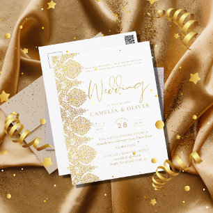 Postcard Gold White Lace Elegante Hochzeit Postkarte