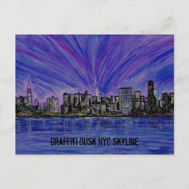 Postcard - Graffiti Dusk NYC Skyline Postkarte (Vorderseite)