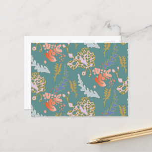 Postcard Grün Abstrakt Niedlich fröhlich farbig Postkarte