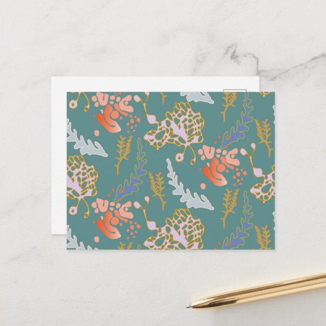 Postcard Grün Abstrakt Niedlich fröhlich farbig Postkarte (Vorderseite/Rückseite Beispiel)