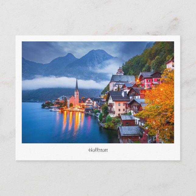 Postcard Hallsttat night szene, Österreich Postkarte (Vorderseite)