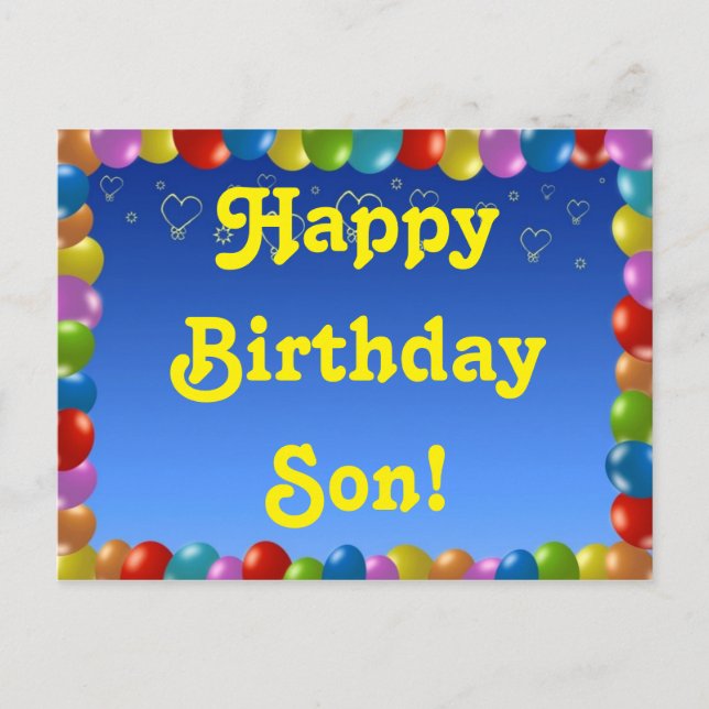 Postcard Happy Birthday Son Postkarte (Vorderseite)