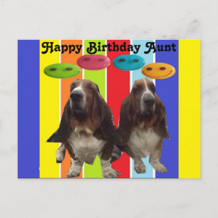 Postcard Happy Birthday Tante Basset Postkarte
