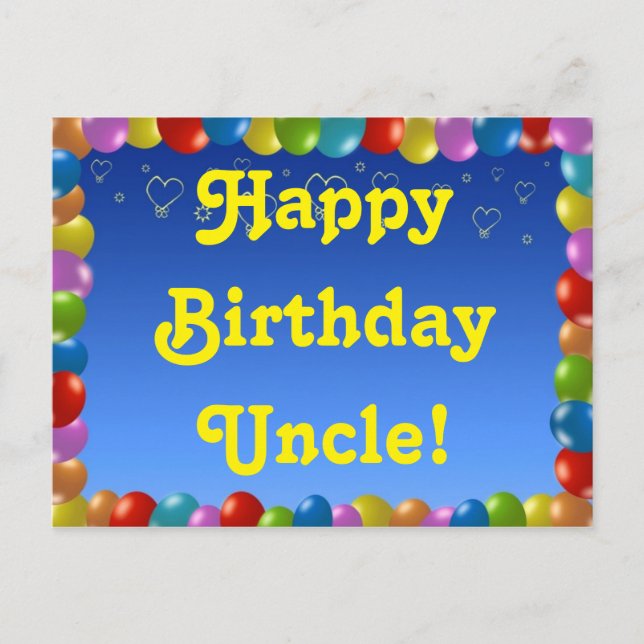 Postcard Happy Birthday Uncle Postkarte (Vorderseite)