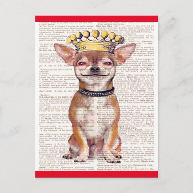 POSTCARD - HAPPY CHIHUAHUA-RED TRIM POSTKARTE (Vorderseite)