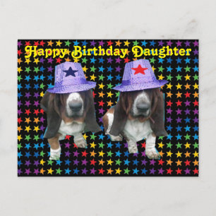 Postcard Happy Daughter Birthday Basset Sta Postkarte