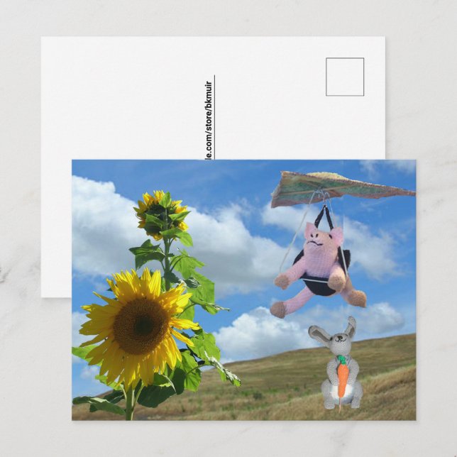 Postcard - Happy Friends on Hill Postkarte (Vorne/Hinten)