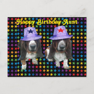 Postcard Happy Tante Birthday Basset Postkarte
