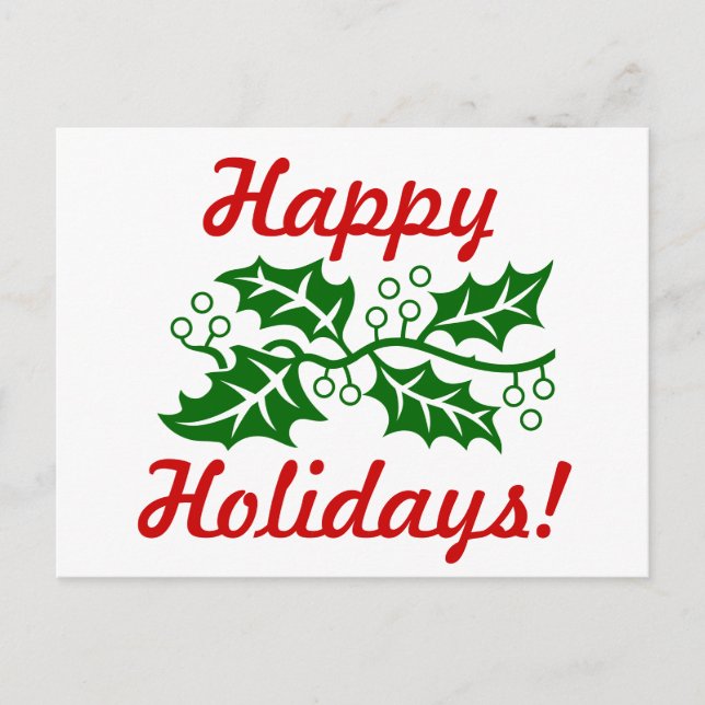 Postcard - Holly Greetings Feiertagspostkarte (Vorderseite)