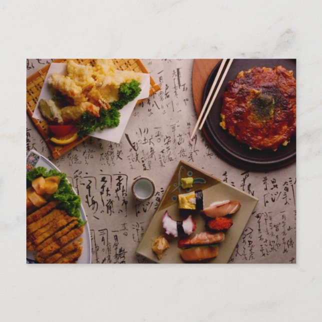 POSTCARD JAPANESISCHES LEBENSMITTELFEAST POSTKARTE (Vorderseite)
