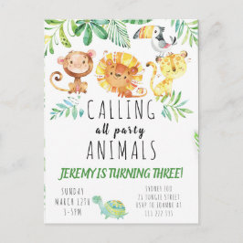 Postcard Jungle Party Kinder Einladung Postkarte