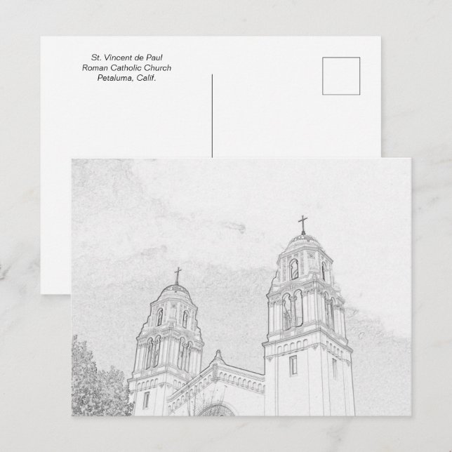 Postcard - Kirche - Glockenturm - Farbe Postkarte (Vorne/Hinten)