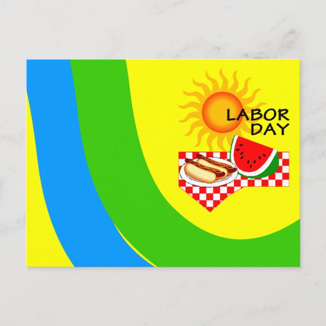 Postcard Labour Day Festive Picnic Invitations PC Einladungspostkarte (Vorderseite)