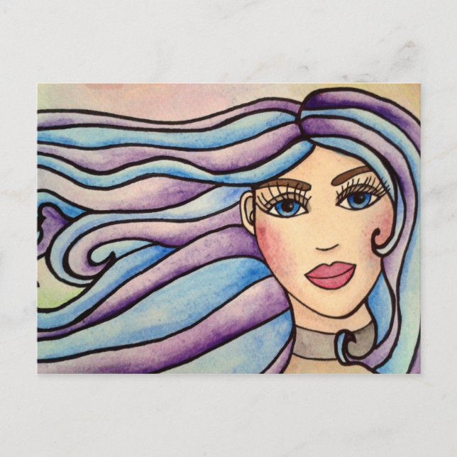 Postcard Lady Violet & Blue. Postkarte (Vorderseite)