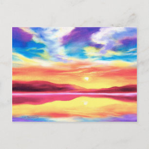 Postcard Landscape Beach Sunset Lake Scene Postkarte