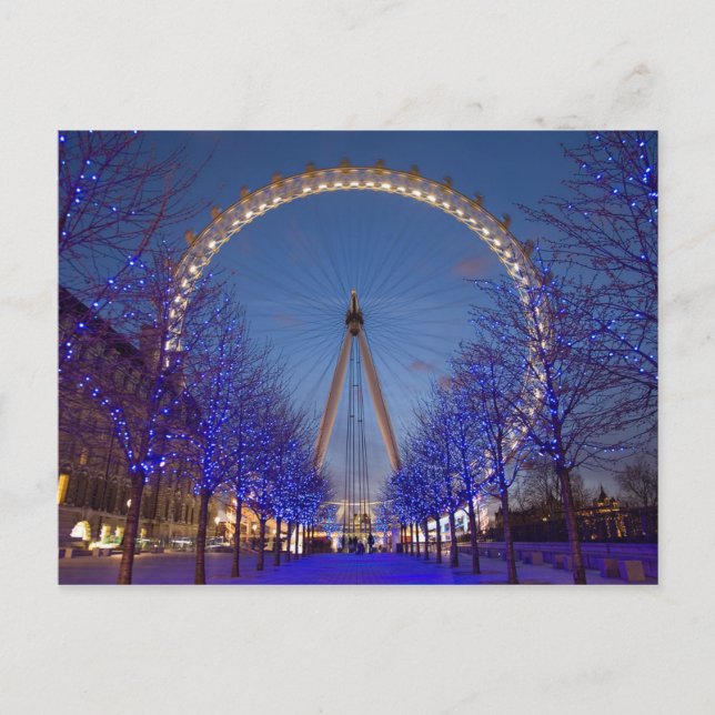 Postcard London Eye Blue Twilight, London UK Postkarte (Vorderseite)