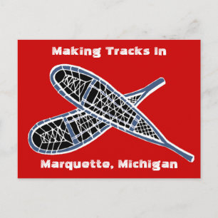 Postcard ~ Making Tracks Schneeschuhe Schneeschuhe Postkarte